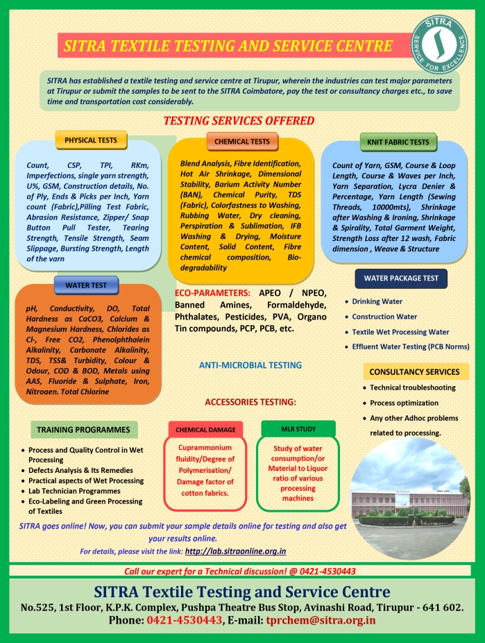 SITRA TEXTILE TESTING AND SERVICE CENTRE